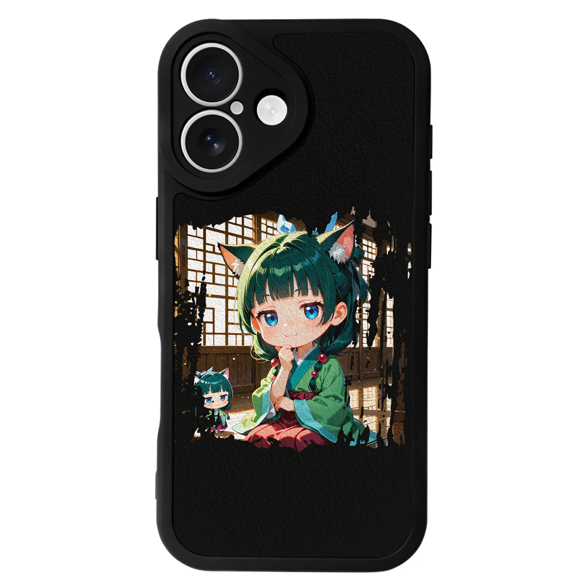 薬屋のひとりごと グッズ,猫猫 - IPhone 16シリーズ対応 ・ シリコンスマホケース ・ レザー調 ・ 高精度フィット ・ 耐衝撃 ・ ワイヤレス充電対応 ・ 精密カット